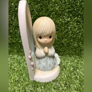 Precious Moments Blonde Figurine with White and Pink Accents